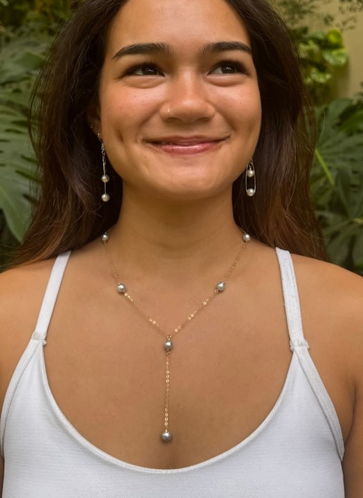 New 2025 Tahitian and Akoya pearl "Y" drop necklace