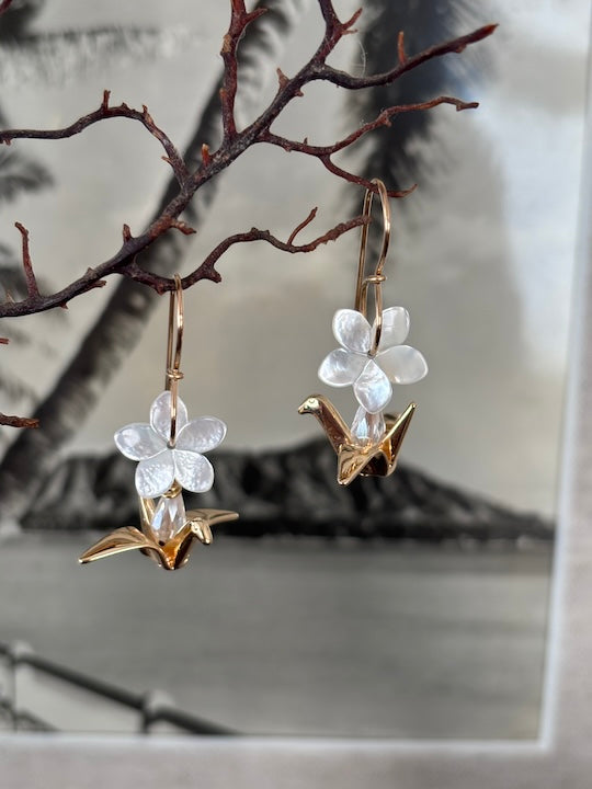 Origami Plumeria earrings at Le'ahi Gifts Hawaii